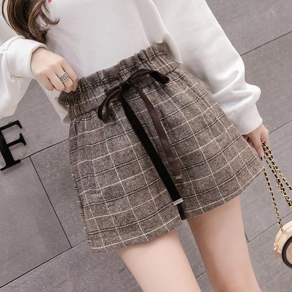 women's shorts autumn winter women plaid woolen fashion lace-up high waist wide leg female casual, White;black
women's shorts autumn winter women plaid woolen fashion lace-up high waist wide leg female casual, White;black