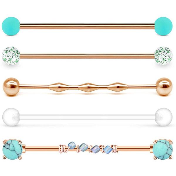 other 14g industrial barbell stone piercing steel cartilage earrings 1 1/2"(38mm) bar length, Slivery;golden
other 14g industrial barbell stone piercing steel cartilage earrings 1 1/2"(38mm) bar length, Slivery;golden