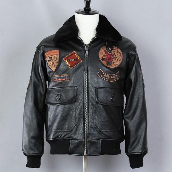 men's leather & faux air avirex force jacket black fur collar genuine men bomber cow motorcycle real coat
men's leather & faux air avirex force jacket black fur collar genuine men bomber cow motorcycle real coat