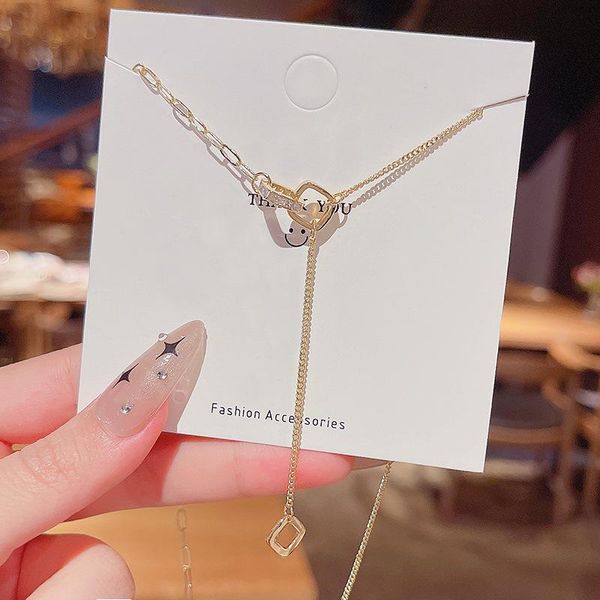 pendant necklaces titanium steel necklace women's geometric fashion square long tassel design clavicle chain niche temperament, Silver
pendant necklaces titanium steel necklace women's geometric fashion square long tassel design clavicle chain niche temperament, Silver
