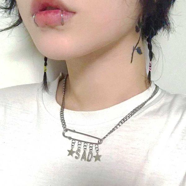 chains rock punk safety pin letter star pendant harajuku gothic metal choker necklace for women girl vintage jewelry collares 2021, Silver
chains rock punk safety pin letter star pendant harajuku gothic metal choker necklace for women girl vintage jewelry collares 2021, Silver