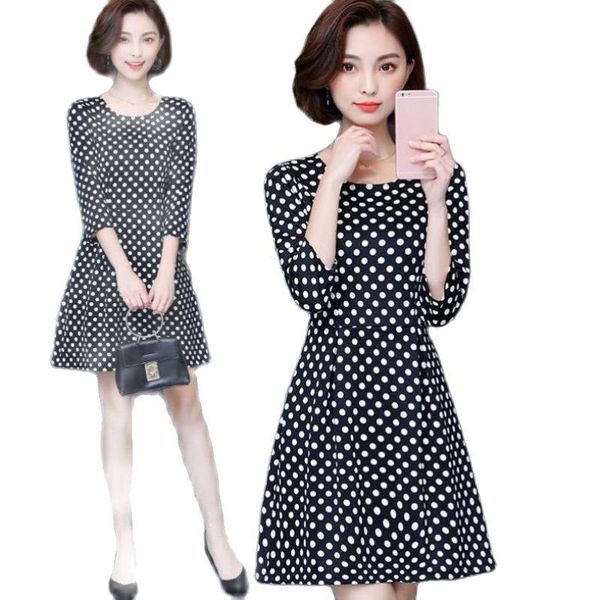 casual dresses plus size a-line dot print three quarter pockets knee length regular empire o neck summer long black spring women dress, Black;gray
casual dresses plus size a-line dot print three quarter pockets knee length regular empire o neck summer long black spring women dress, Black;gray