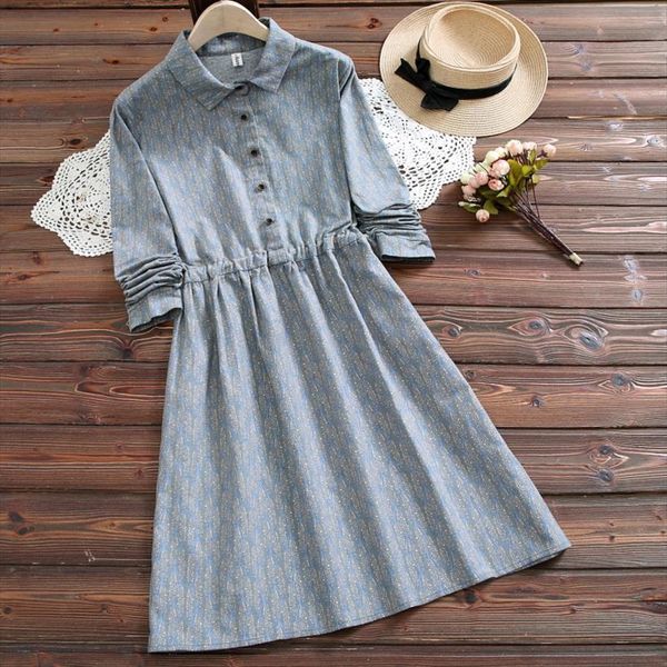 mori girl autumn spring womens dresses turn down collar blue floral printed loose lace up cotton elegant feminine, Black;gray
mori girl autumn spring womens dresses turn down collar blue floral printed loose lace up cotton elegant feminine, Black;gray