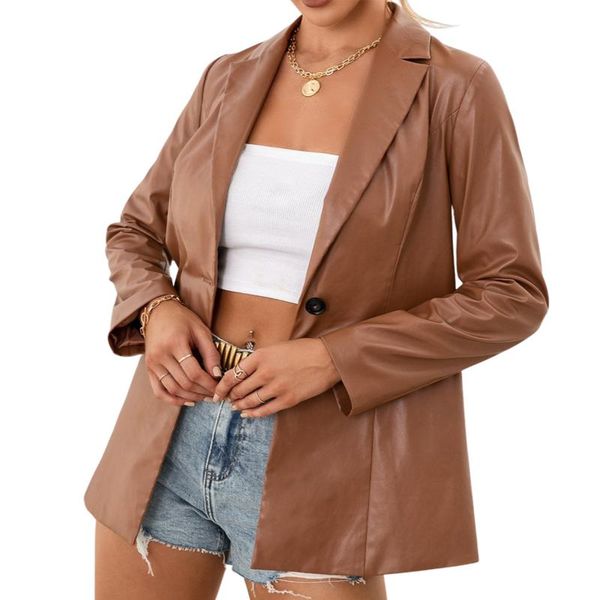women's jackets women clothing button leather coat long sleeve solid color casual party spring fall lapel office cardigan, Black;brown
women's jackets women clothing button leather coat long sleeve solid color casual party spring fall lapel office cardigan, Black;brown