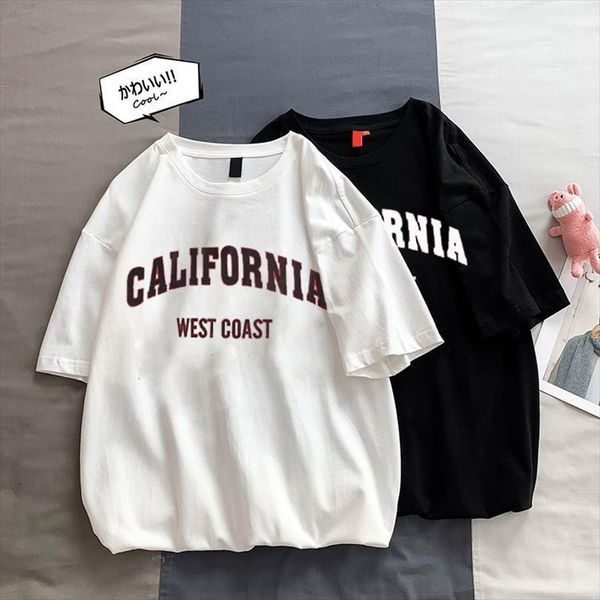 california west coast summer men and women tee femme short sleeve funny white camisetas mujer, White;black
california west coast summer men and women tee femme short sleeve funny white camisetas mujer, White;black