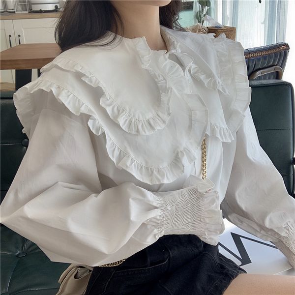 2021 Top quality Spring Autumn Designer Ruffle Sweet Blouse Women Doll Collar Tops Female Long Blouses Lady Elegant White Shirt Cute NXRJ
2021 Top quality Spring Autumn Designer Ruffle Sweet Blouse Women Doll Collar Tops Female Long Blouses Lady Elegant White Shirt Cute NXRJ