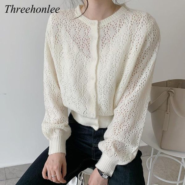 women's knits & tees korean cardigan sweater for women 2021 autumn hollow out loose knitted jumper solid color vintage casual female, White
women's knits & tees korean cardigan sweater for women 2021 autumn hollow out loose knitted jumper solid color vintage casual female, White