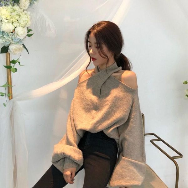 women's sweaters deasigner sweater women elegant hang neck hollow out shoulder puff sleeve oversize pullovers winter tunic jumpers, White;black
women's sweaters deasigner sweater women elegant hang neck hollow out shoulder puff sleeve oversize pullovers winter tunic jumpers, White;black