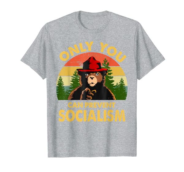 only you can prevent socialism bear camping vintage funny t-shirt, White;black 
only you can prevent socialism bear camping vintage funny t-shirt, White;black