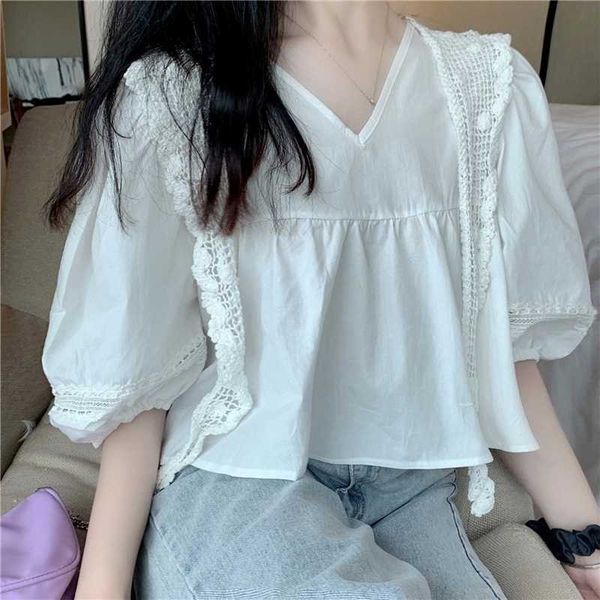 summer design blouses for women fashion shawl patchwork crop sweet fresh puff sleeve korean woman blouse shirts 210525, White
summer design blouses for women fashion shawl patchwork crop sweet fresh puff sleeve korean woman blouse shirts 210525, White