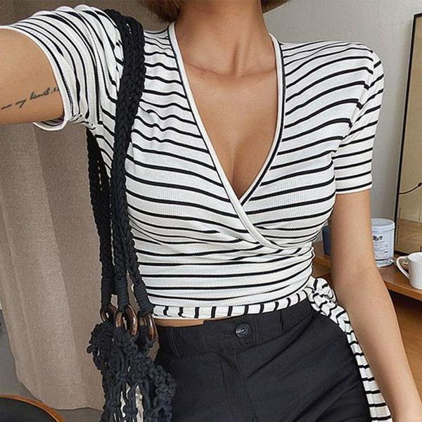 women's t-shirt casual stripe women crop summer short sleeve female v-neck slim solid ladies shirts 2021, White
women's t-shirt casual stripe women crop summer short sleeve female v-neck slim solid ladies shirts 2021, White