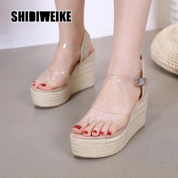 sandals summer platform wedge women transparent high heels peep toe ankle buckle straw weaving gladiator va969, Black
sandals summer platform wedge women transparent high heels peep toe ankle buckle straw weaving gladiator va969, Black