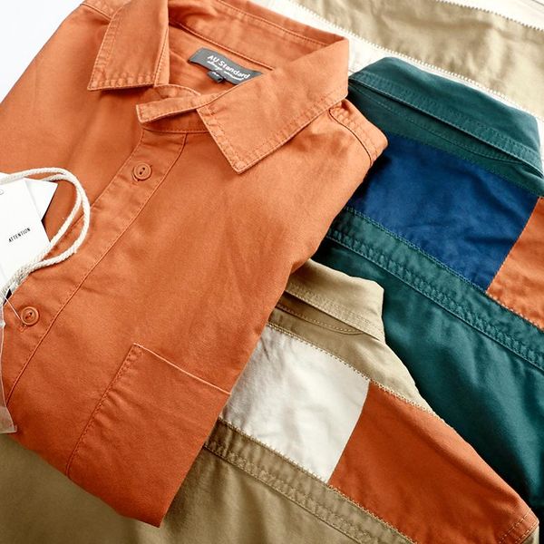 men's casual shirts 2021 spring and autumn long-sleeved lapel solid color shirt fashion patchwork pure cotton washed old blouses, White;black
men's casual shirts 2021 spring and autumn long-sleeved lapel solid color shirt fashion patchwork pure cotton washed old blouses, White;black