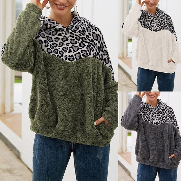 women's hoodies & sweatshirts casual loose plush leopard patchwork women zipper long sleeve drawstring hooded warm sweatshirt with poc, Black
women's hoodies & sweatshirts casual loose plush leopard patchwork women zipper long sleeve drawstring hooded warm sweatshirt with poc, Black