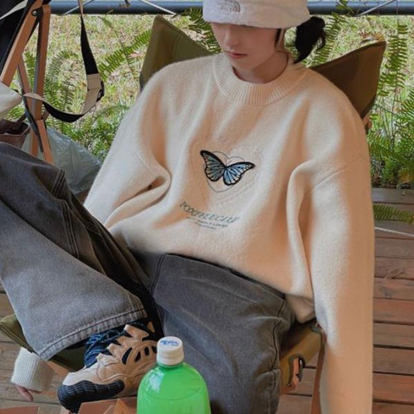 2021 butterfly chic yellow sweater for teens girls vintage designer women knit long sleeve winter new brand korean fashion ds8f, White;black
2021 butterfly chic yellow sweater for teens girls vintage designer women knit long sleeve winter new brand korean fashion ds8f, White;black