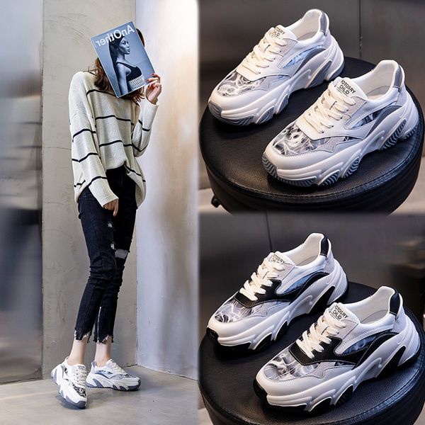 spring 2021 leather daddy shoes women's thick soled sports leisure small white flat bottomed running breathable, Black;white
spring 2021 leather daddy shoes women's thick soled sports leisure small white flat bottomed running breathable, Black;white