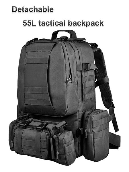 55l tactical backpack 4 in 1 military molle built-up rucksack waterproof traveling hiking camping daypack adventure
55l tactical backpack 4 in 1 military molle built-up rucksack waterproof traveling hiking camping daypack adventure