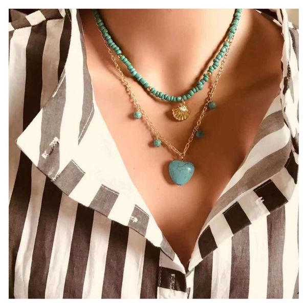 pendant necklaces short personality beads layered necklace women love all-match gold color shell 2021, Silver
pendant necklaces short personality beads layered necklace women love all-match gold color shell 2021, Silver