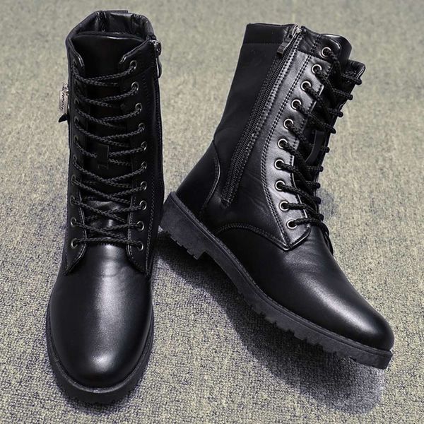 martin high winter plush leather black korean fashion boots middle versatile men's shoes, White;red
martin high winter plush leather black korean fashion boots middle versatile men's shoes, White;red
