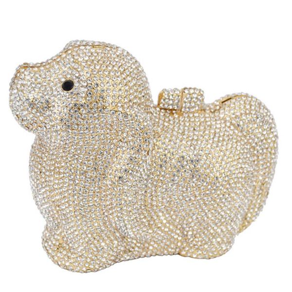 cute little dog shape white crystal ladies clutch bags xiyuan brand hollow out gold metal fashion women's purses and handbags
cute little dog shape white crystal ladies clutch bags xiyuan brand hollow out gold metal fashion women's purses and handbags