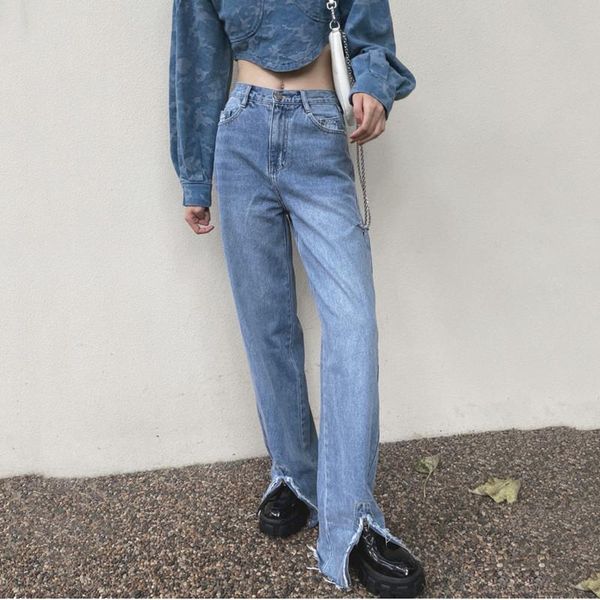 women's jeans real s 2021 autumn front slit high waist loose slim floor pants fashion casual micro flared women, Blue
women's jeans real s 2021 autumn front slit high waist loose slim floor pants fashion casual micro flared women, Blue