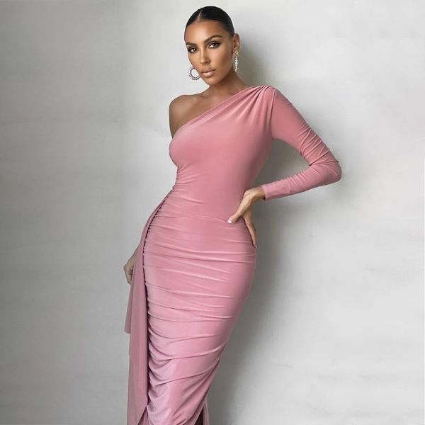 casual dresses women summer one shoulder draped pink army green maxi long lady dress 2021 designer fashion evening party vestido, Black;gray
casual dresses women summer one shoulder draped pink army green maxi long lady dress 2021 designer fashion evening party vestido, Black;gray