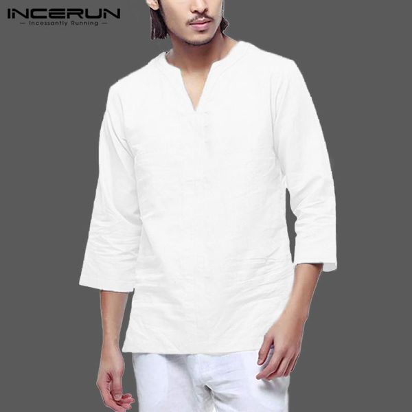 2021 cotton men shirt vintage 3/4 sleeve solid color breathable casual v neck men shirts streetwear chemise incerun s-3xl, White;black
2021 cotton men shirt vintage 3/4 sleeve solid color breathable casual v neck men shirts streetwear chemise incerun s-3xl, White;black