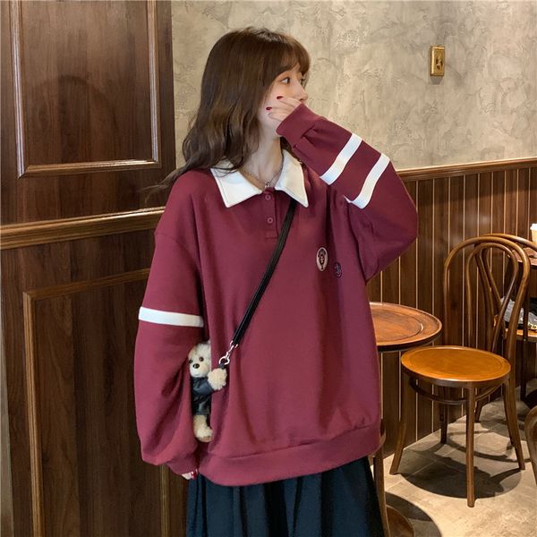 2021 new sweatshirt loose college style hoodless lapel polo shirt long sleeve striped wild hoodie women b5b5, Black
2021 new sweatshirt loose college style hoodless lapel polo shirt long sleeve striped wild hoodie women b5b5, Black
