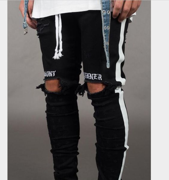 luxury brand pants and jeans shorts new fashion mens jean street black holes white stripes hiphop skateboard pencil, Blue
luxury brand pants and jeans shorts new fashion mens jean street black holes white stripes hiphop skateboard pencil, Blue