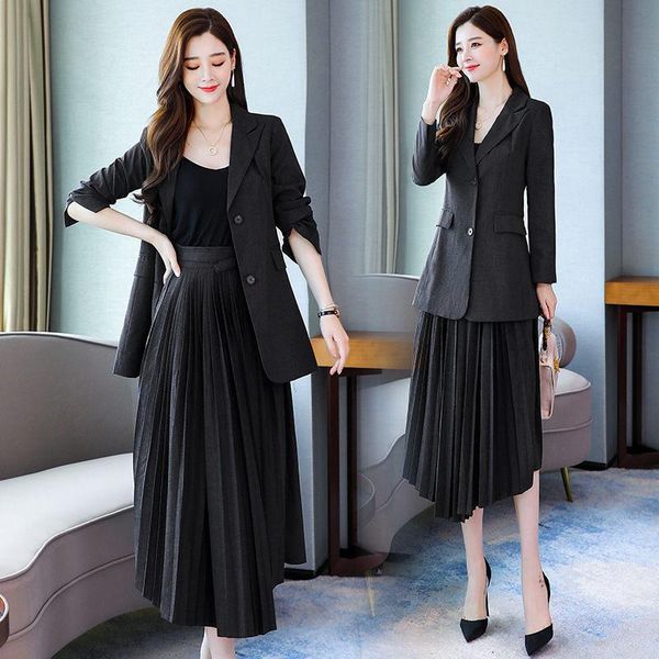 two piece dress small suit set korean style temperament female light mature fashionable pleated skirt office lady blazer zh1479, White
two piece dress small suit set korean style temperament female light mature fashionable pleated skirt office lady blazer zh1479, White