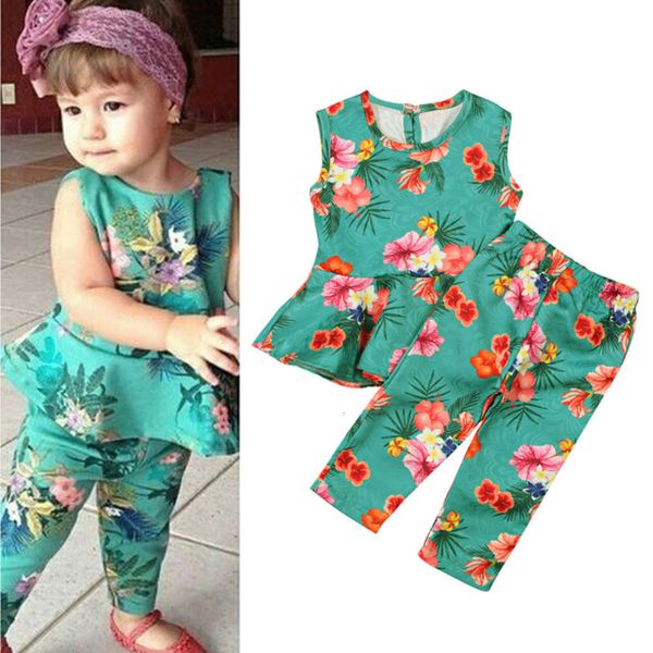 sleeveless girls' children vest clothes + floral pants 2-piece children's wear, White
sleeveless girls' children vest clothes + floral pants 2-piece children's wear, White