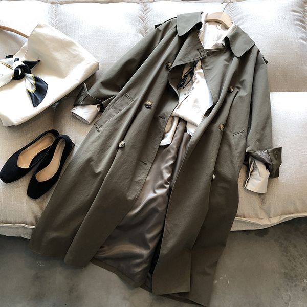 new loose 2021 style cotton trench femme women autumn long coat with belt casaco abrigo streetwear ef45, Tan;black
new loose 2021 style cotton trench femme women autumn long coat with belt casaco abrigo streetwear ef45, Tan;black