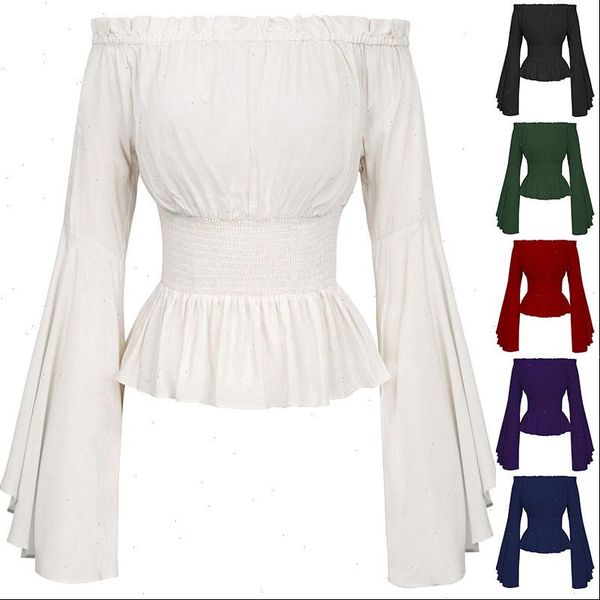 elegant women long flare sleeve blouse camisas mujer fashion off shoulder vintage shirt corset blouse femme blusas, White
elegant women long flare sleeve blouse camisas mujer fashion off shoulder vintage shirt corset blouse femme blusas, White