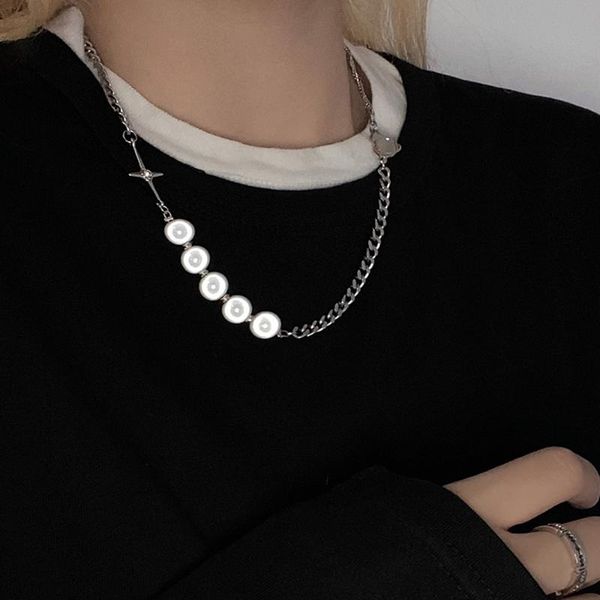chains vintage imitation pearl necklace reflective stitching irregular female clavicle chain sweater accessorie, Silver
chains vintage imitation pearl necklace reflective stitching irregular female clavicle chain sweater accessorie, Silver
