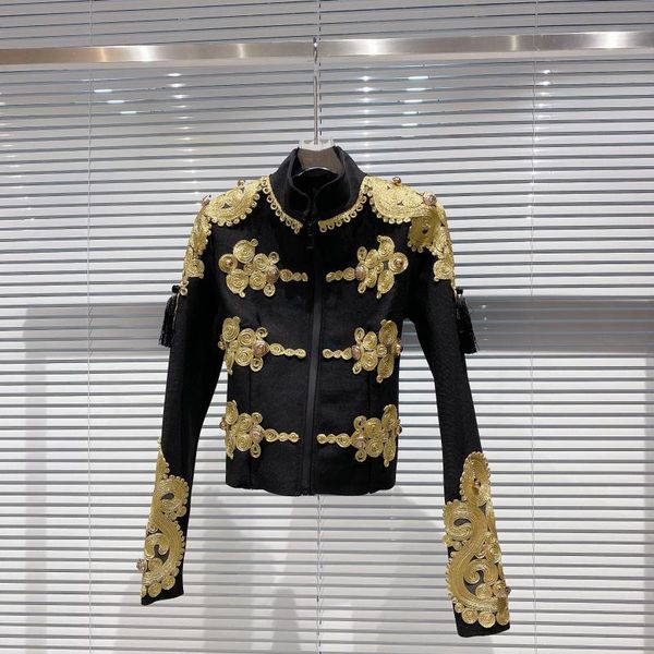 women's jackets 2021 gold silk border court style knight retro slim long sleeve jacket 0913, Black;brown
women's jackets 2021 gold silk border court style knight retro slim long sleeve jacket 0913, Black;brown