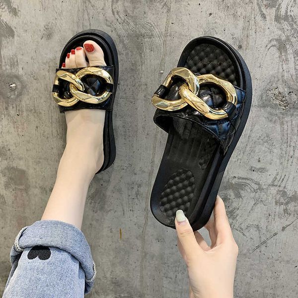 rimocy fashion metal chain rubber slippers women comfortable soft flat heel beach sandals woman light outdoor and indoor slides 210528, Black
rimocy fashion metal chain rubber slippers women comfortable soft flat heel beach sandals woman light outdoor and indoor slides 210528, Black