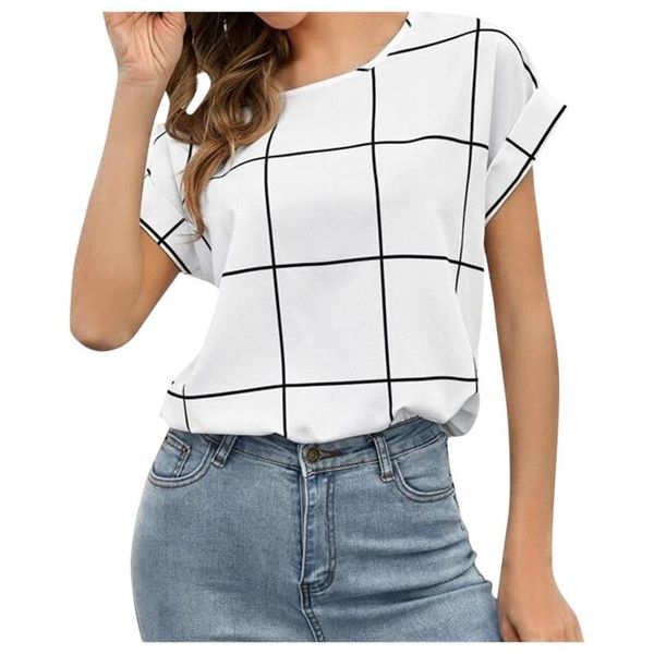women's t-shirt plaid printed 2021 summer woman round neck female t shirts casual short sleeve office ladies tees #lr4, White
women's t-shirt plaid printed 2021 summer woman round neck female t shirts casual short sleeve office ladies tees #lr4, White