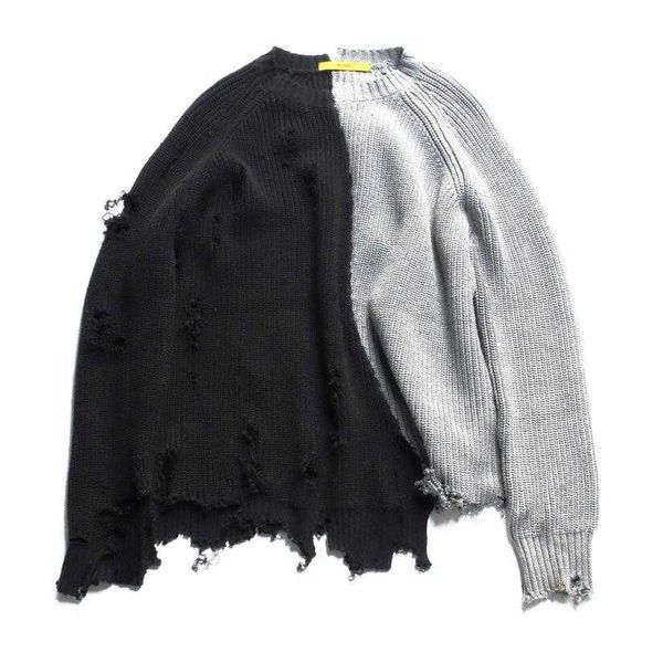 autumn winter men ripped hole patchwork oversized knitted sweater irregular design hip hop punk knitwear women vintage pullover 210909, White;black
autumn winter men ripped hole patchwork oversized knitted sweater irregular design hip hop punk knitwear women vintage pullover 210909, White;black