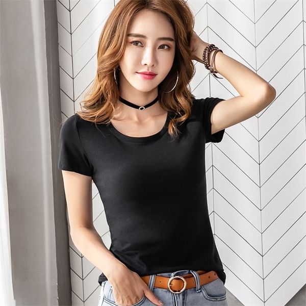 summer tight black and white t-shirt women's thin short sleeve slim modal coat new shirt bottoming shirt 210315
summer tight black and white t-shirt women's thin short sleeve slim modal coat new shirt bottoming shirt 210315