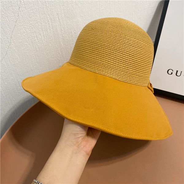 patchwork bow fisherman's straw female summer dome elegant wide brim sunscreen foldable hat, Yellow
patchwork bow fisherman's straw female summer dome elegant wide brim sunscreen foldable hat, Yellow