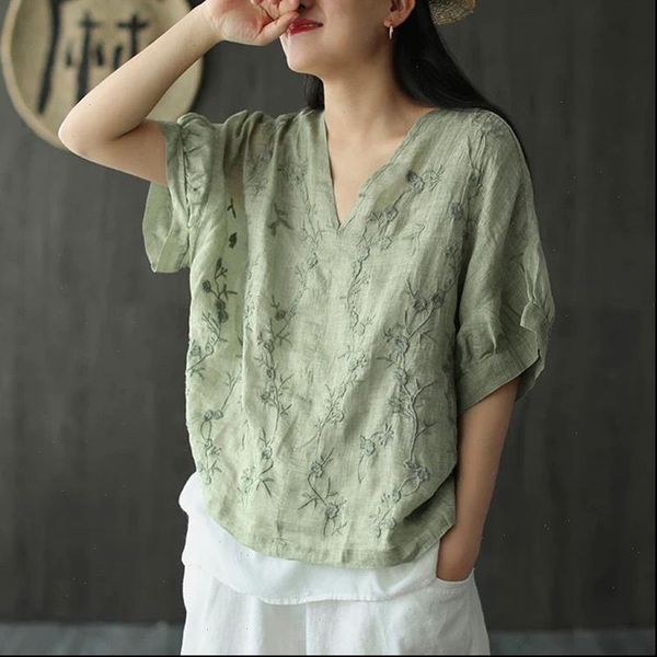 summer arts style women batwing sleeve loose v neck tee shirt femme floral embroidery vintage cotton linen t shirt s941, White
summer arts style women batwing sleeve loose v neck tee shirt femme floral embroidery vintage cotton linen t shirt s941, White