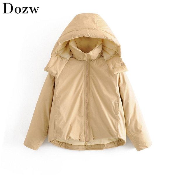winter parka women hooded jacket vintage thick warn solid ladies zipper coat elegant female outwear loose padded coats, Black
winter parka women hooded jacket vintage thick warn solid ladies zipper coat elegant female outwear loose padded coats, Black