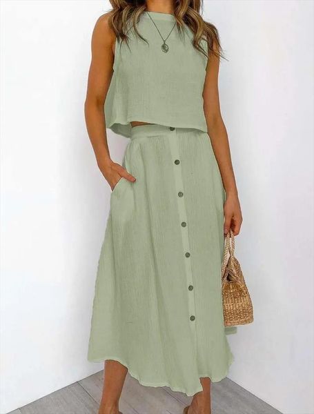 loose casual white solid skirt womens tracksuits set sleeveless crop and button pockets long skirts ladies suit summer beach, Gray
loose casual white solid skirt womens tracksuits set sleeveless crop and button pockets long skirts ladies suit summer beach, Gray