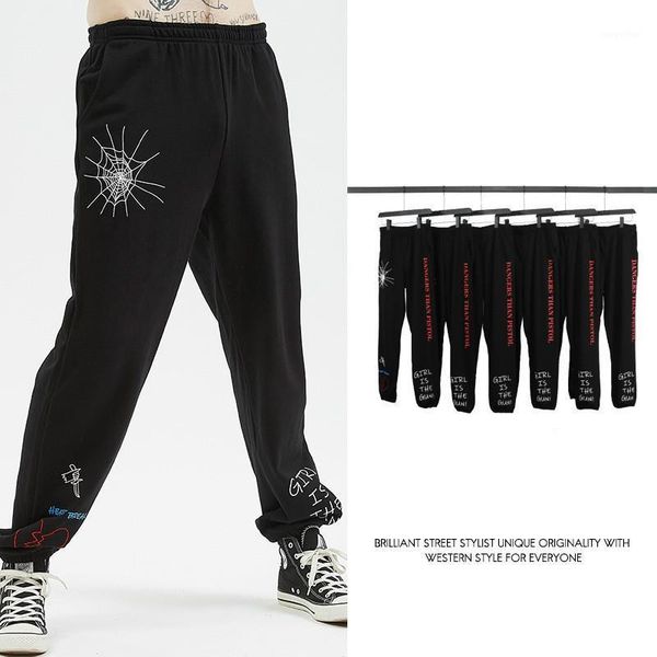 men's pants thin section high street fashion brand cotton beam foot printing trousers casual sweatpants, Black
men's pants thin section high street fashion brand cotton beam foot printing trousers casual sweatpants, Black