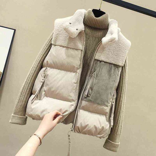 down cotton vest women's autumn and winter short korean 2021 splicing lamb shoulder coat, Black;white
down cotton vest women's autumn and winter short korean 2021 splicing lamb shoulder coat, Black;white