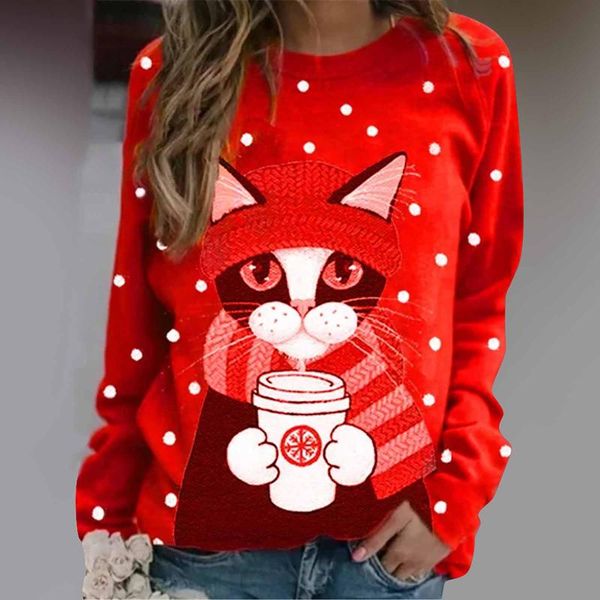 women's t-shirt drinking cat pattern tshirts women fashion loose o-neck animal lovely printed cute clothes streetwear t shirt, White
women's t-shirt drinking cat pattern tshirts women fashion loose o-neck animal lovely printed cute clothes streetwear t shirt, White