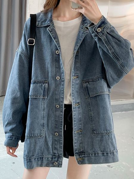 2021 spring female turn down collar single breasted long-sleeved minimalist blue denim jacket cardigan coat 16w321, Black;brown
2021 spring female turn down collar single breasted long-sleeved minimalist blue denim jacket cardigan coat 16w321, Black;brown