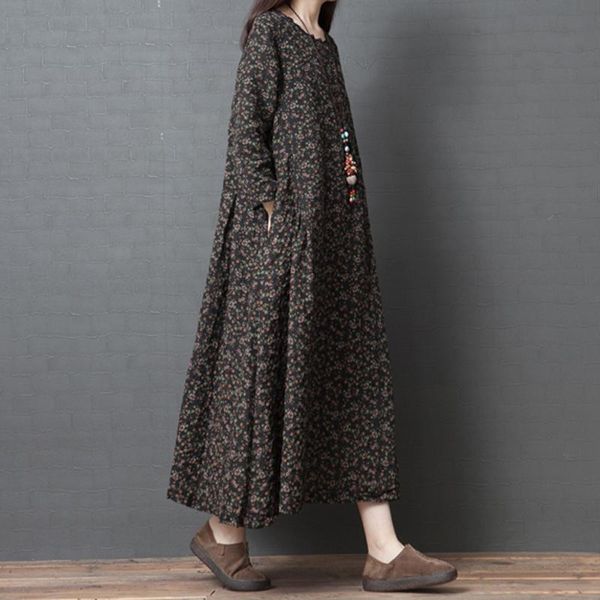 casual dresses ethnic style vintage floral cotton and linen dress for plump girls autumn loose oversized cover belly thin midi, Black;gray
casual dresses ethnic style vintage floral cotton and linen dress for plump girls autumn loose oversized cover belly thin midi, Black;gray