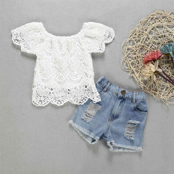 1 4y summer cute baby girls clothes sets 2pcs lace floral ruffles sleeve t shirt denim shorts, White
1 4y summer cute baby girls clothes sets 2pcs lace floral ruffles sleeve t shirt denim shorts, White