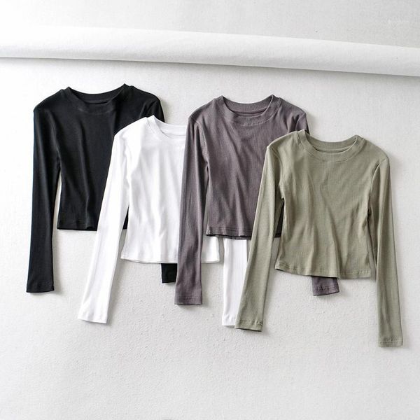 women's t-shirt bradely michelle 2021 summer arrival women solid color causal o-neck long sleeve skinny crop club streetwear party, White
women's t-shirt bradely michelle 2021 summer arrival women solid color causal o-neck long sleeve skinny crop club streetwear party, White